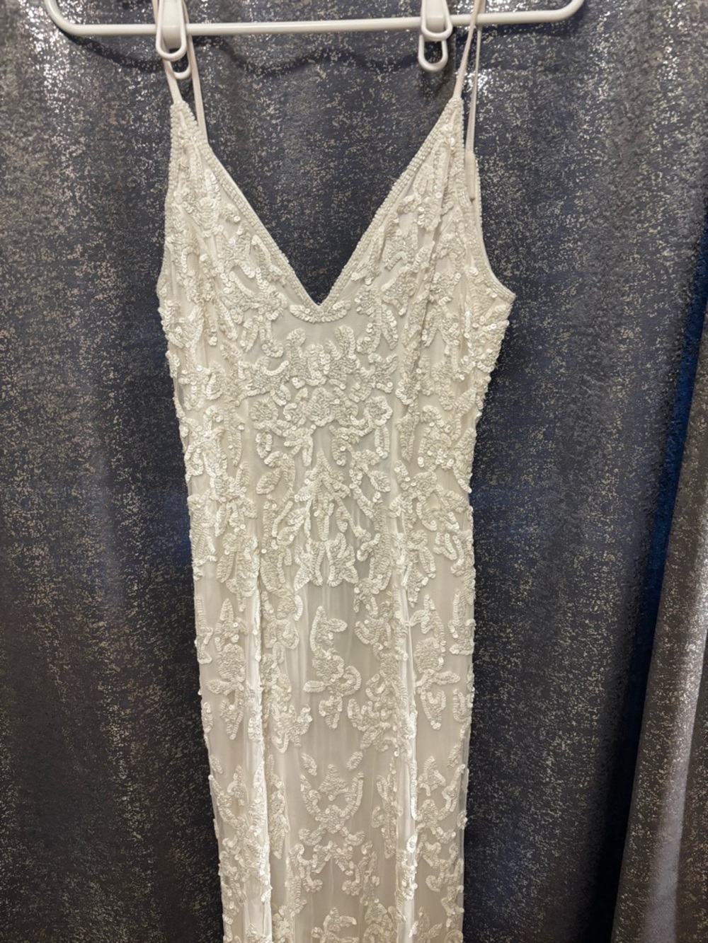 NWT Everlasting Passion White Sequin Beaded Backless Maxi Wedding Dress Bride - Picture 5 of 10